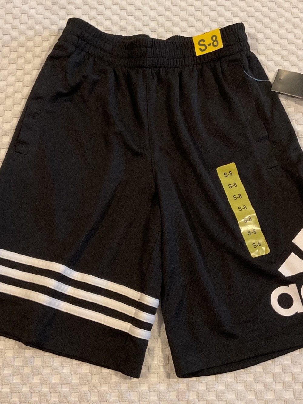 Adidas Black Athletic Shorts, Boys Size 8. New With Tags!
